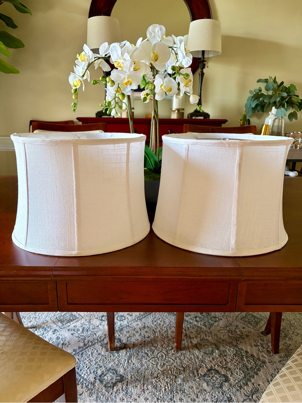 Pair of Cream Fabric Lamp Shades - Lamp Shades Only